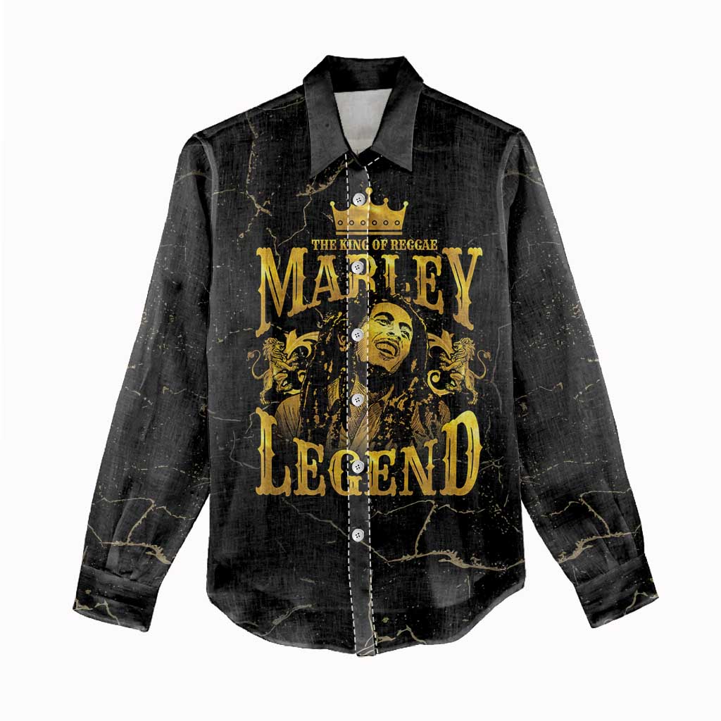 Reggae King Marley Women Casual Shirt Gold Lion LT05 - Wonder Print Shop