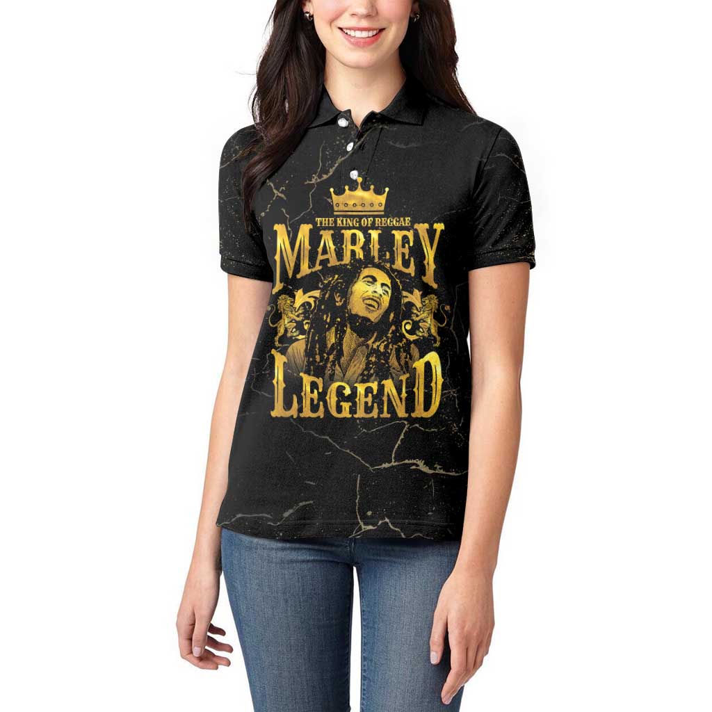 Reggae King Marley Women Polo Shirt Gold Lion LT05 - Wonder Print Shop