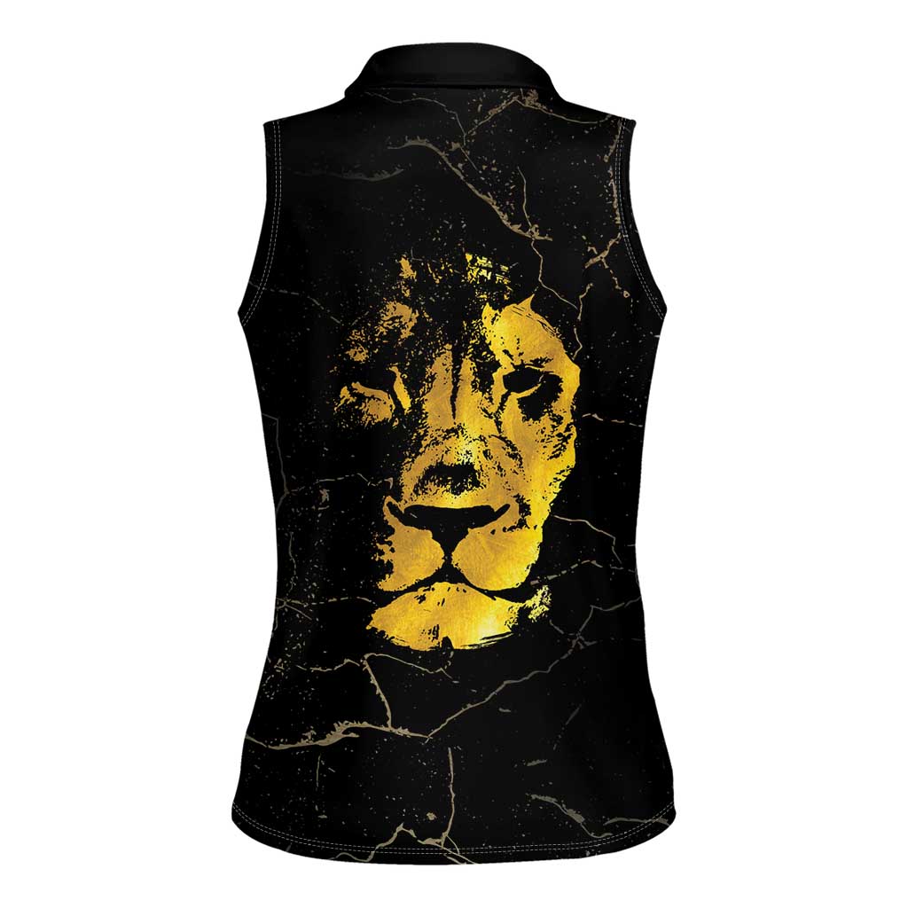 Reggae King Marley Women Sleeveless Polo Shirt Gold Lion LT05 - Wonder Print Shop
