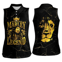Reggae King Marley Women Sleeveless Polo Shirt Gold Lion LT05 - Wonder Print Shop