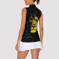 Reggae King Marley Women Sleeveless Polo Shirt Gold Lion LT05 - Wonder Print Shop