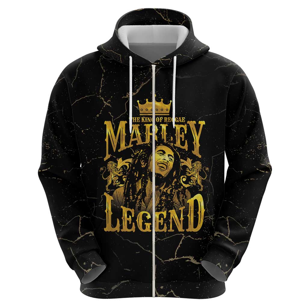 Reggae King Marley Zip Hoodie Gold Lion LT05 - Wonder Print Shop