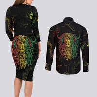 Reggae King Buffalo Soldier Couples Matching Long Sleeve Bodycon Dress and Long Sleeve Button Shirt Honoring The Legend