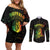 Reggae King Buffalo Soldier Couples Matching Off Shoulder Short Dress and Long Sleeve Button Shirt Honoring The Legend