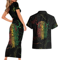 Reggae King Buffalo Soldier Couples Matching Short Sleeve Bodycon Dress and Hawaiian Shirt Honoring The Legend
