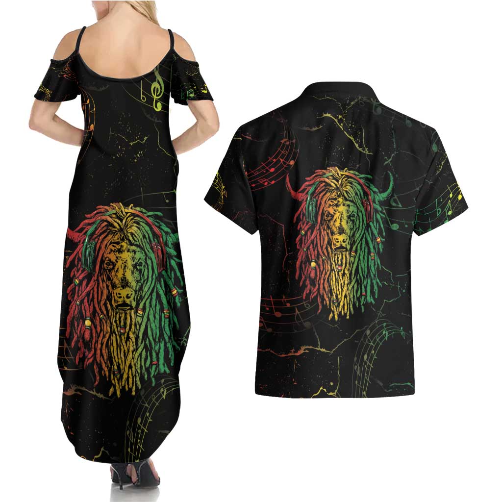 Reggae King Buffalo Soldier Couples Matching Summer Maxi Dress and Hawaiian Shirt Honoring The Legend
