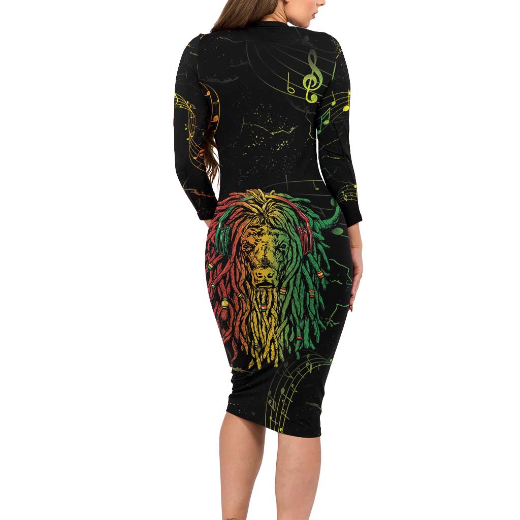 Reggae King Buffalo Soldier Family Matching Long Sleeve Bodycon Dress and Hawaiian Shirt Honoring The Legend