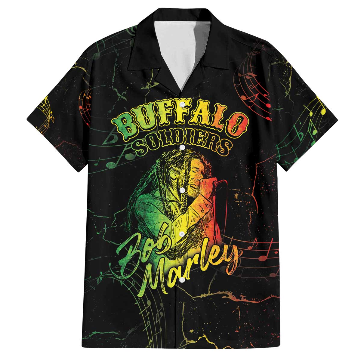 Reggae King Buffalo Soldier Family Matching Off The Shoulder Long Sleeve Dress and Hawaiian Shirt Honoring The Legend