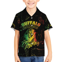 Reggae King Buffalo Soldier Family Matching Off The Shoulder Long Sleeve Dress and Hawaiian Shirt Honoring The Legend