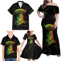 Reggae King Buffalo Soldier Family Matching Off Shoulder Maxi Dress and Hawaiian Shirt Honoring The Legend LT05 - Wonder Print Shop