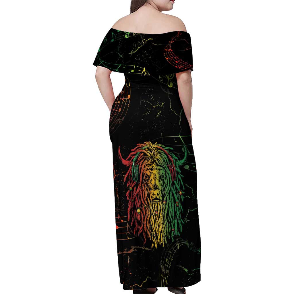 Reggae King Buffalo Soldier Family Matching Off Shoulder Maxi Dress and Hawaiian Shirt Honoring The Legend LT05 - Wonder Print Shop