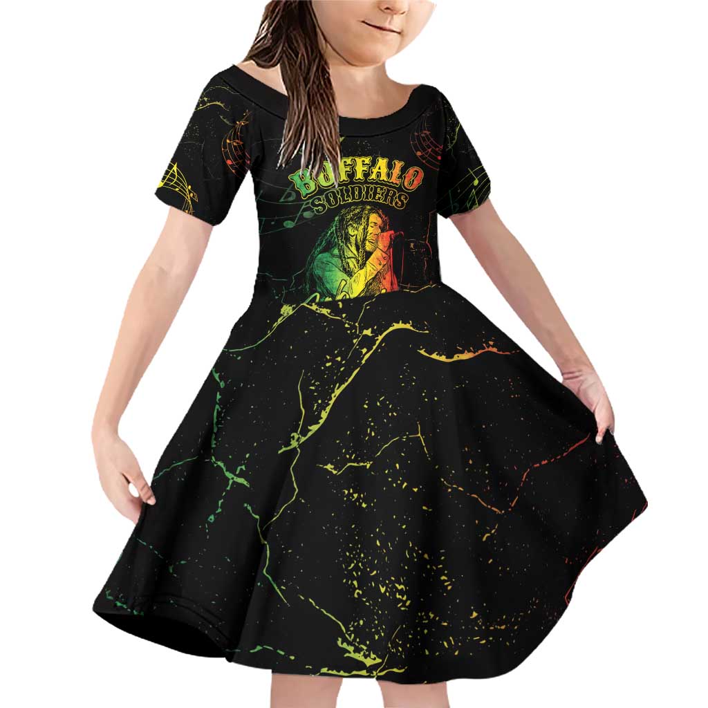 Reggae King Buffalo Soldier Family Matching Off Shoulder Short Dress and Hawaiian Shirt Honoring The Legend LT05 - Wonder Print Shop