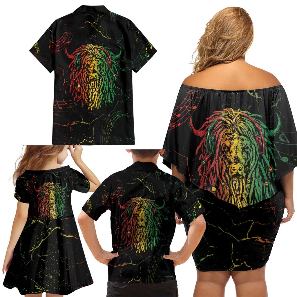 Reggae King Buffalo Soldier Family Matching Off Shoulder Short Dress and Hawaiian Shirt Honoring The Legend LT05 - Wonder Print Shop