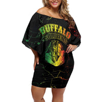 Reggae King Buffalo Soldier Family Matching Off Shoulder Short Dress and Hawaiian Shirt Honoring The Legend LT05 - Wonder Print Shop