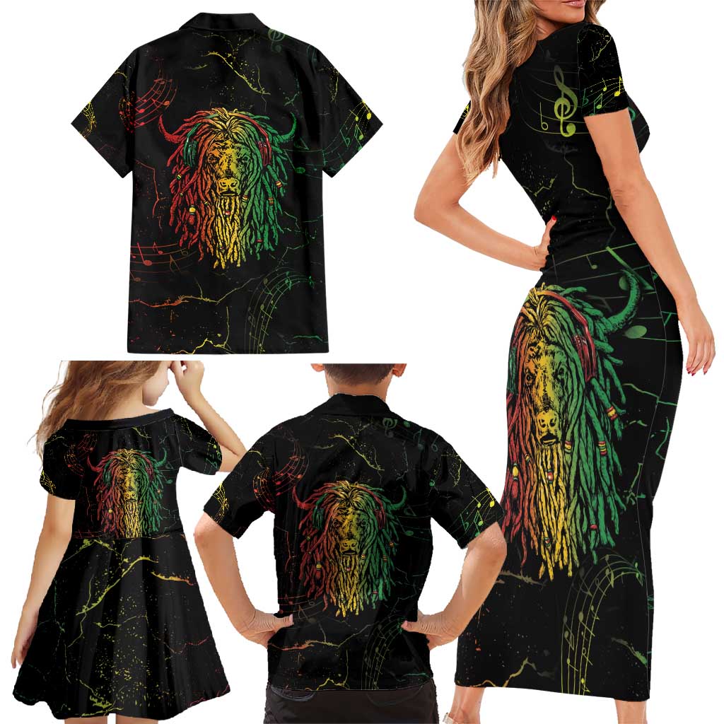 Reggae King Buffalo Soldier Family Matching Short Sleeve Bodycon Dress and Hawaiian Shirt Honoring The Legend LT05 - Wonder Print Shop