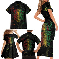 Reggae King Buffalo Soldier Family Matching Short Sleeve Bodycon Dress and Hawaiian Shirt Honoring The Legend LT05 - Wonder Print Shop