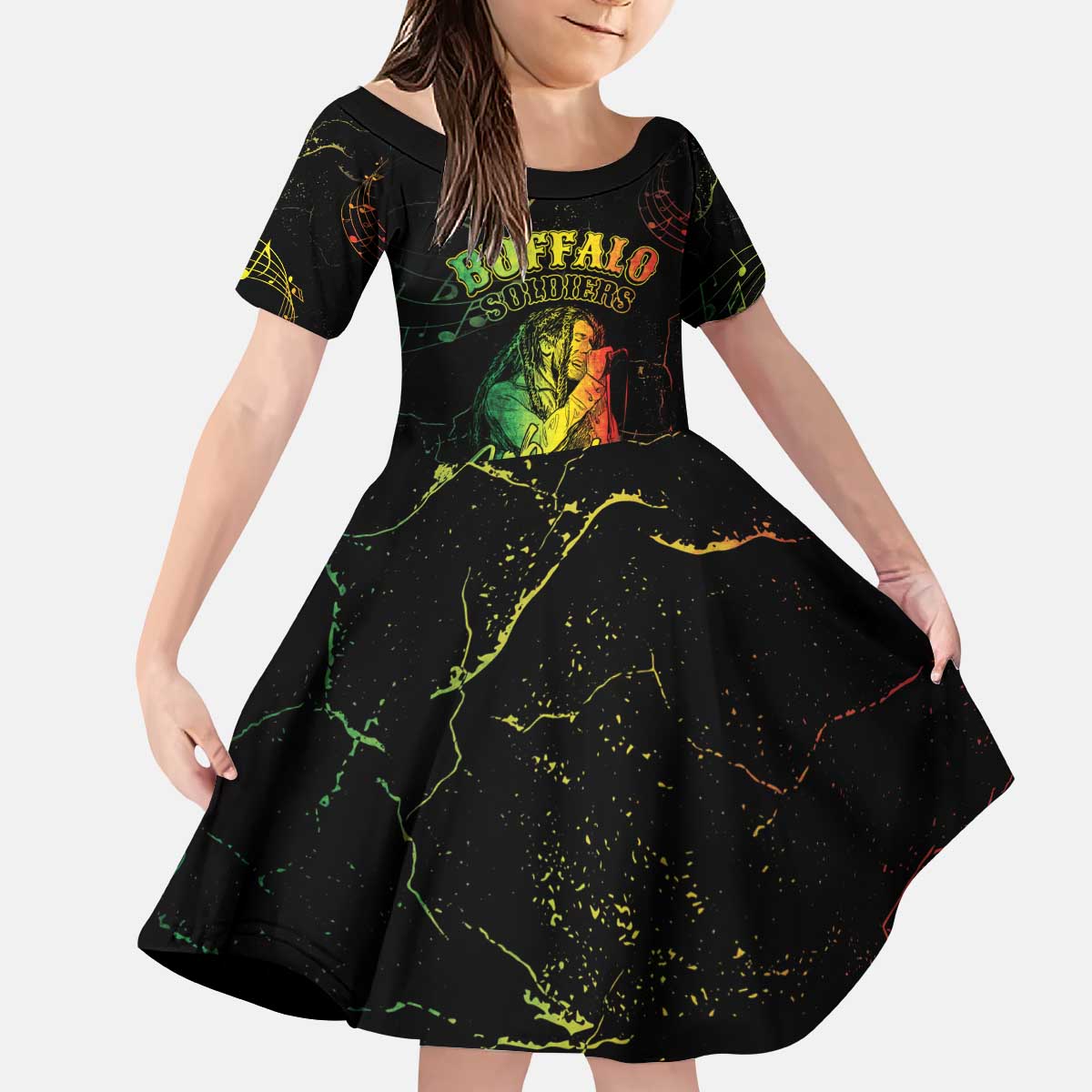 Reggae King Buffalo Soldier Kid Short Sleeve Dress Honoring The Legend LT05 - Wonder Print Shop
