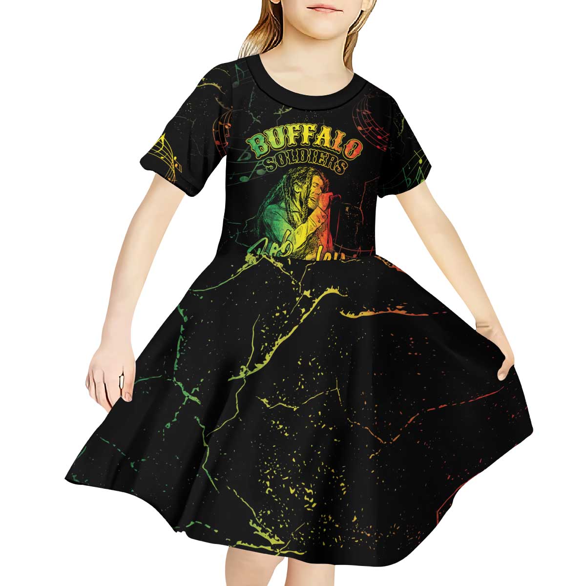 Reggae King Buffalo Soldier Kid Short Sleeve Dress Honoring The Legend LT05 - Wonder Print Shop