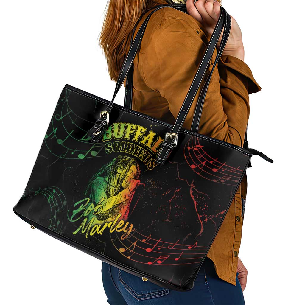 Reggae King Buffalo Soldier Leather Tote Bag Honoring The Legend