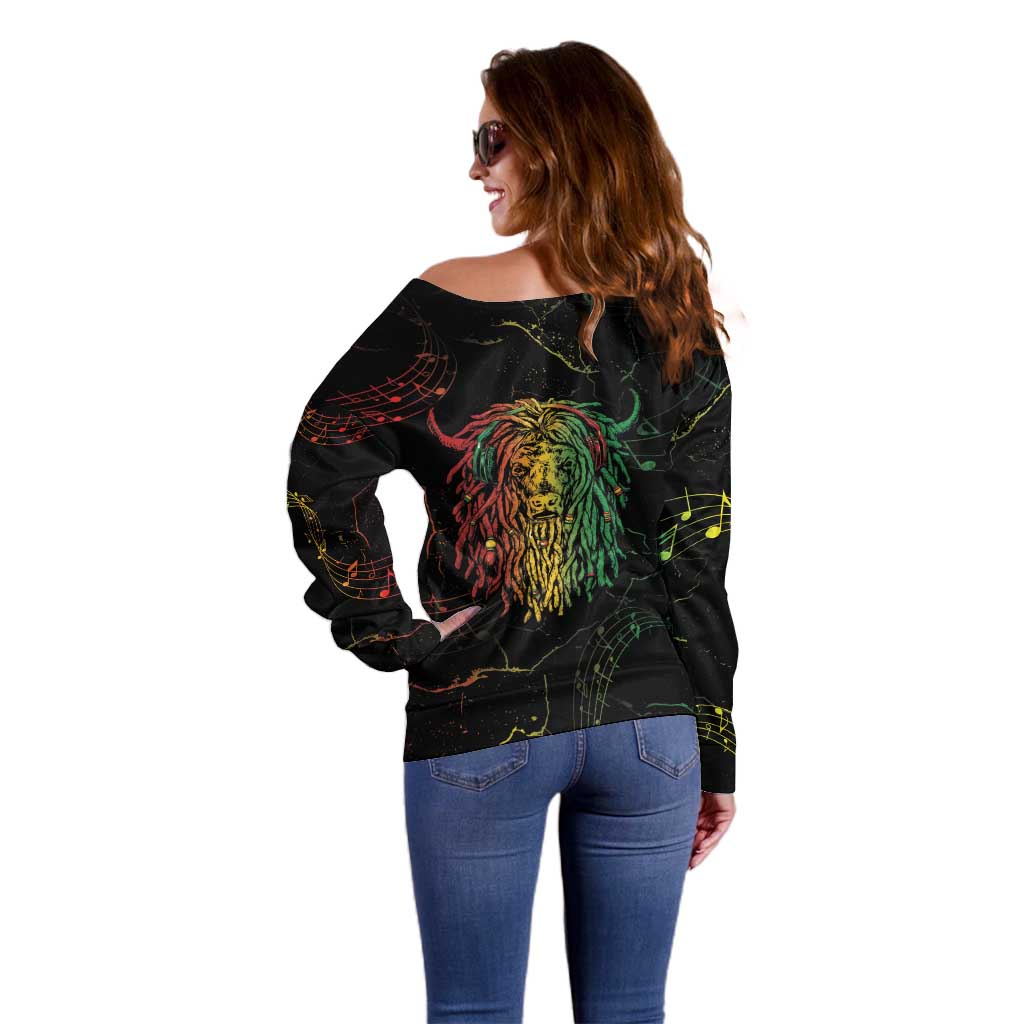 Reggae King Buffalo Soldier Off Shoulder Sweater Honoring The Legend LT05 - Wonder Print Shop
