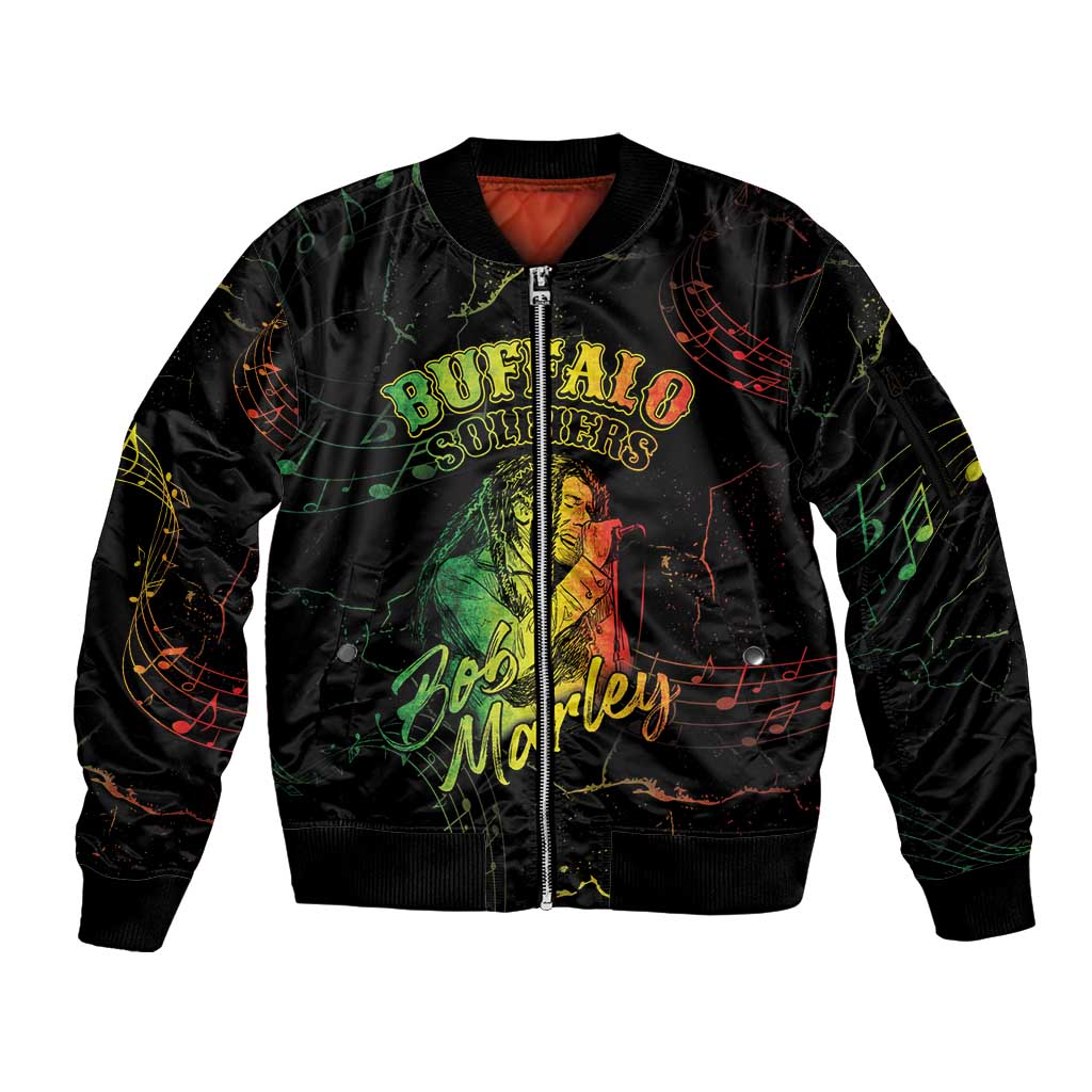 Reggae King Buffalo Soldier Sleeve Zip Bomber Jacket Honoring The Legend LT05 - Wonder Print Shop