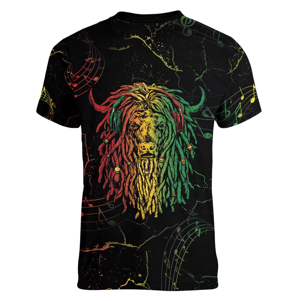 Reggae King Buffalo Soldier Women V-Neck T-Shirt Honoring The Legend LT05 - Wonder Print Shop