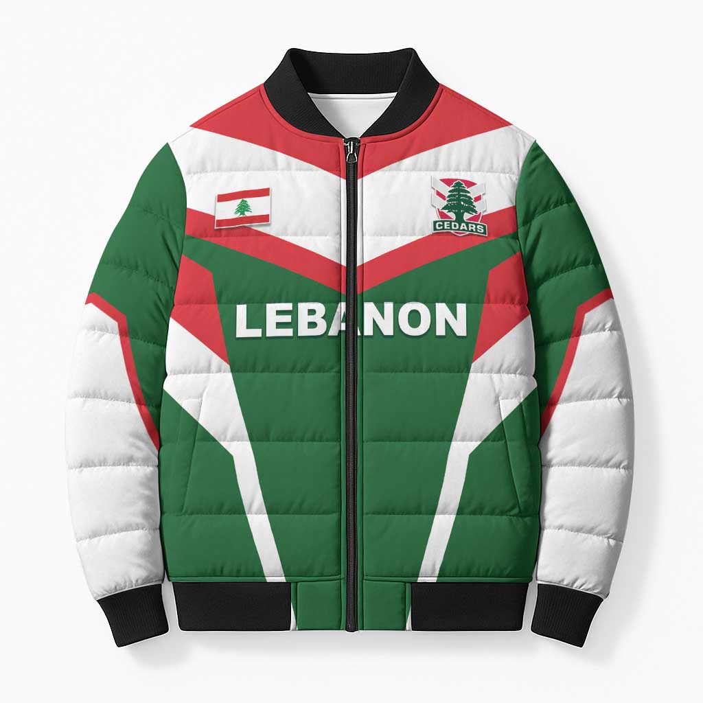 Custom Lebanon Rugby Bomber Puffer Jacket Go Champions - Wonder Print Shop