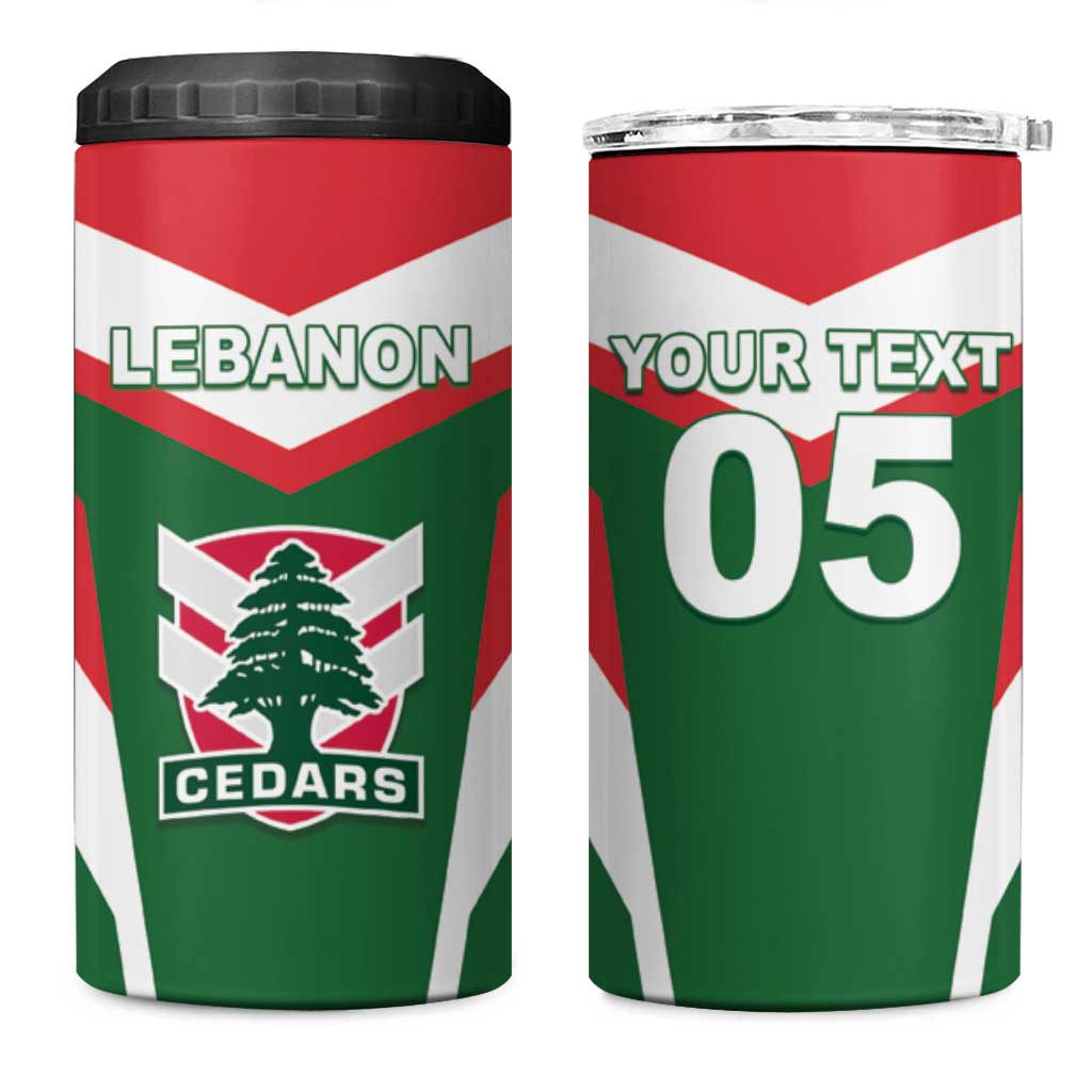 Custom Lebanon Rugby 4 in 1 Can Cooler Tumbler Go Champions - Wonder Print Shop