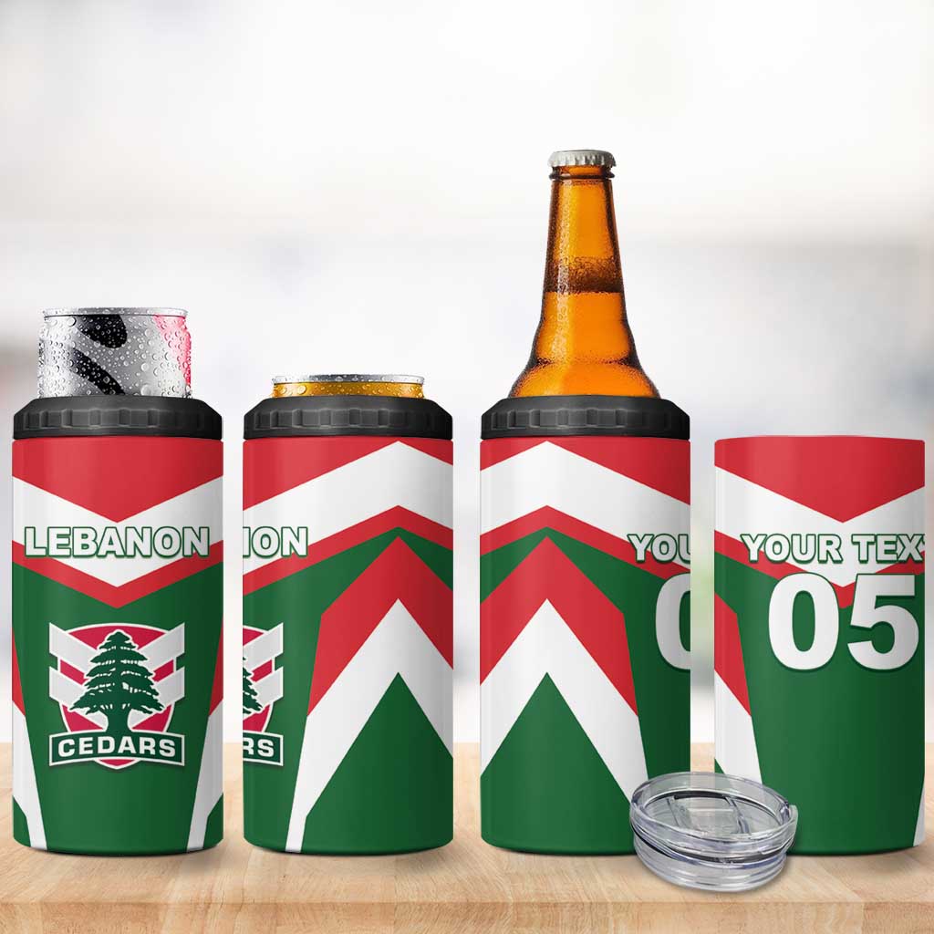 Custom Lebanon Rugby 4 in 1 Can Cooler Tumbler Go Champions - Wonder Print Shop