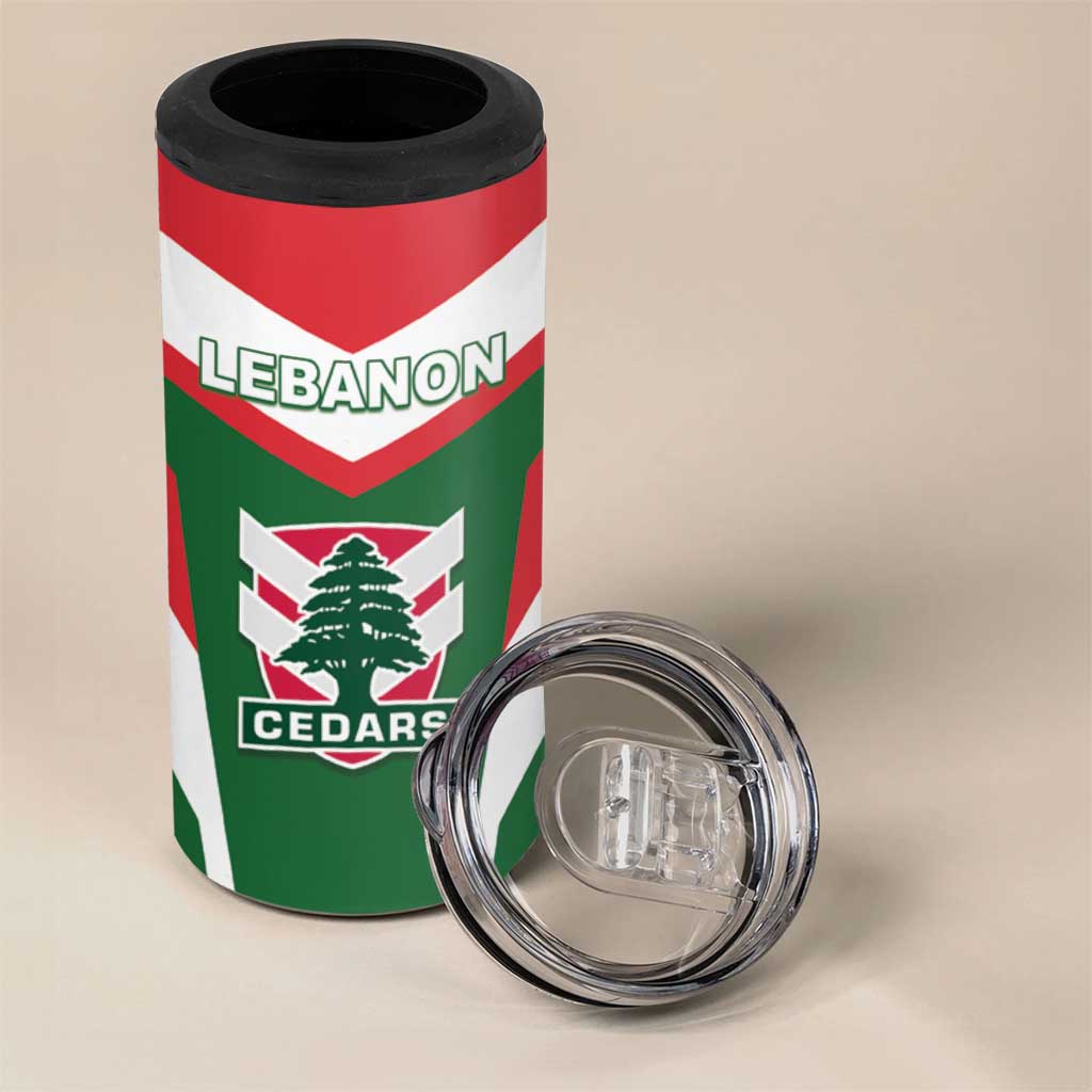 Custom Lebanon Rugby 4 in 1 Can Cooler Tumbler Go Champions - Wonder Print Shop