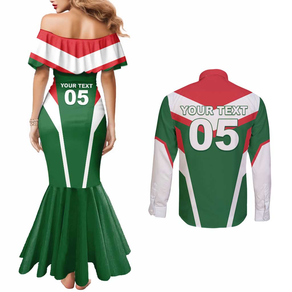 Custom Lebanon Rugby Couples Matching Mermaid Dress and Long Sleeve Button Shirt Go Champions - Wonder Print Shop