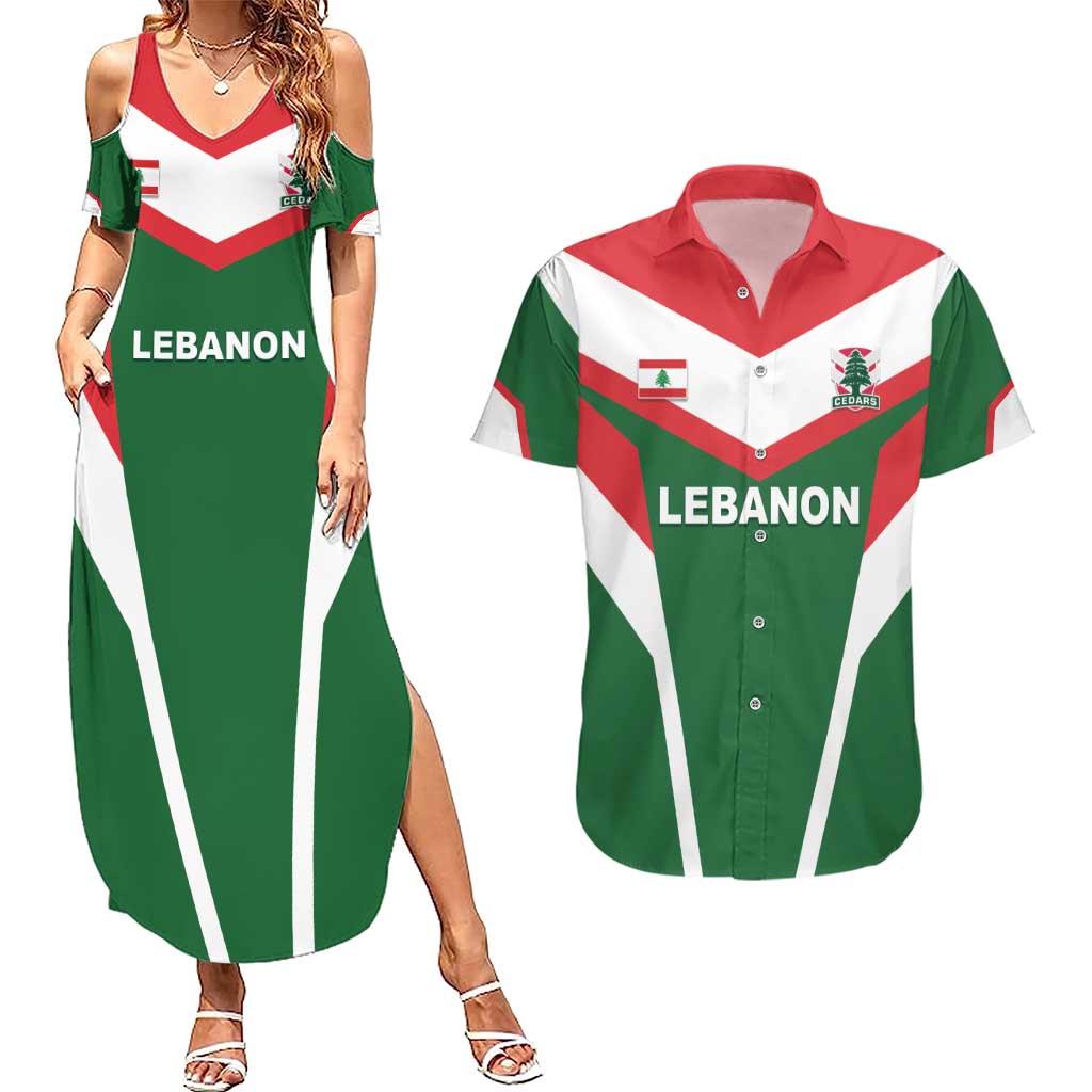 Custom Lebanon Rugby Couples Matching Summer Maxi Dress and Hawaiian Shirt Go Champions - Wonder Print Shop