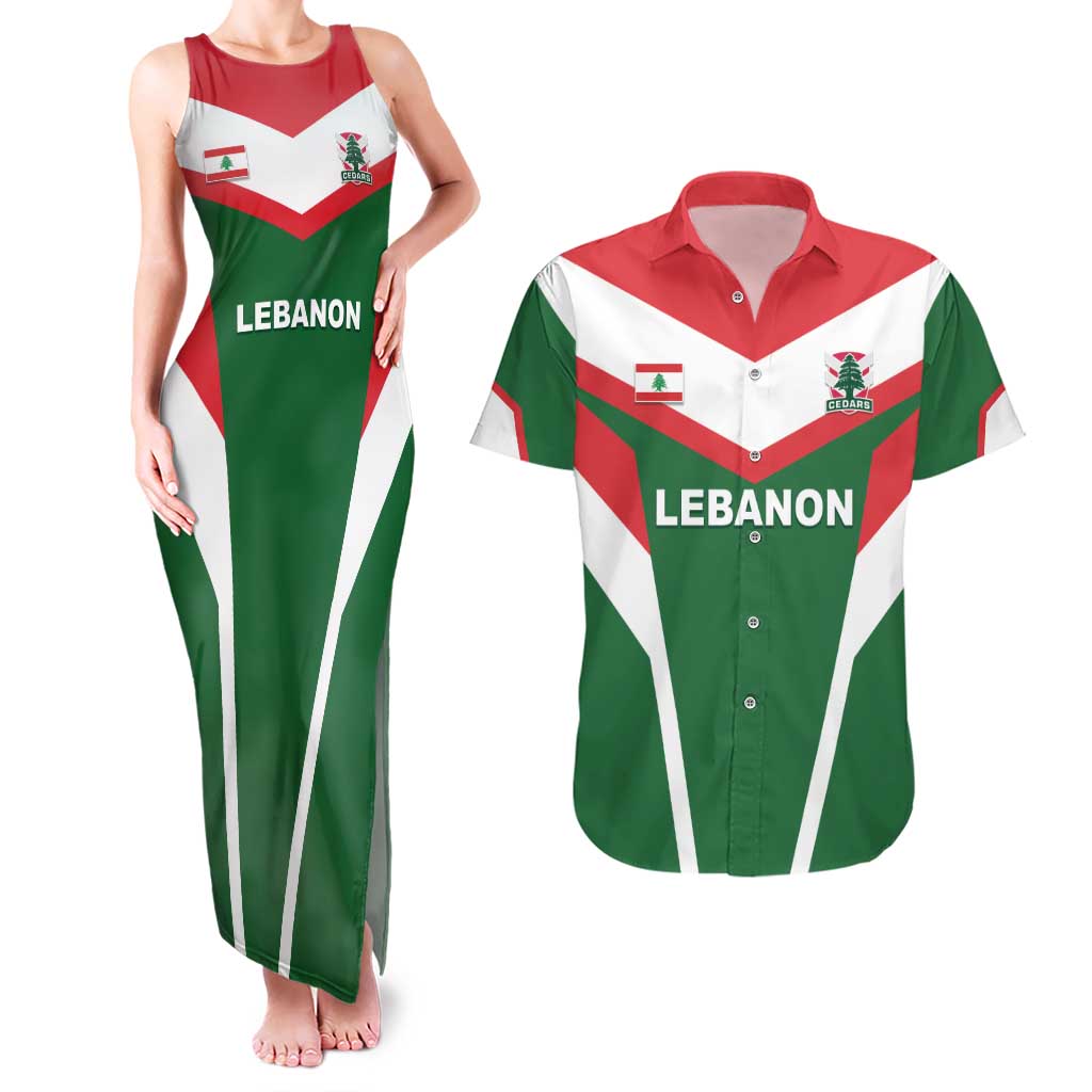 Custom Lebanon Rugby Couples Matching Tank Maxi Dress and Hawaiian Shirt Go Champions - Wonder Print Shop
