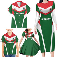 Custom Lebanon Rugby Family Matching Long Sleeve Bodycon Dress and Hawaiian Shirt Go Champions - Wonder Print Shop