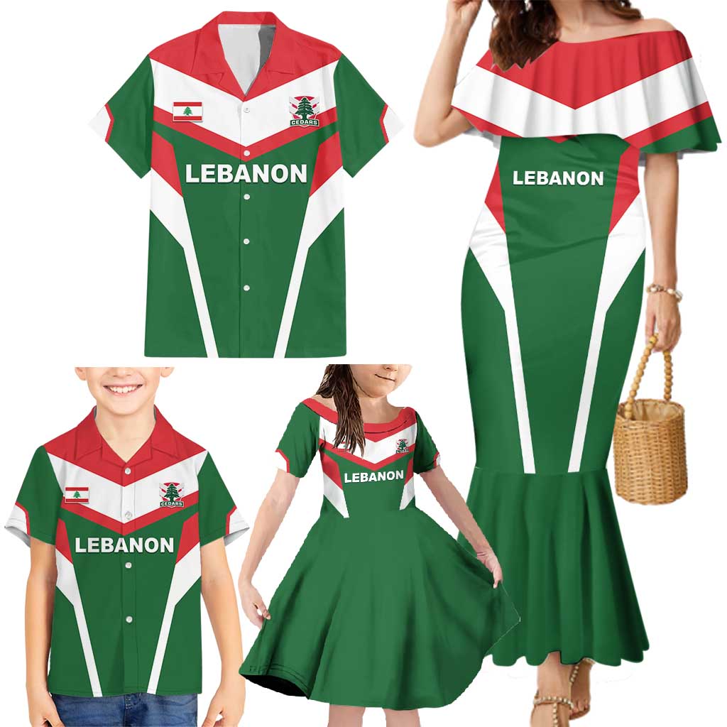 Custom Lebanon Rugby Family Matching Mermaid Dress and Hawaiian Shirt Go Champions - Wonder Print Shop