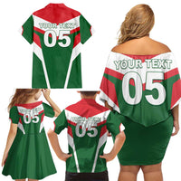 Custom Lebanon Rugby Family Matching Off Shoulder Short Dress and Hawaiian Shirt Go Champions - Wonder Print Shop