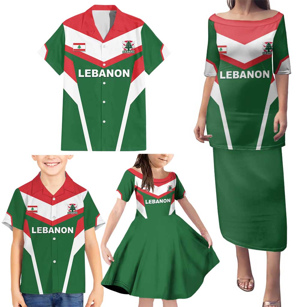 Custom Lebanon Rugby Family Matching Puletasi and Hawaiian Shirt Go Champions - Wonder Print Shop