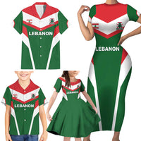 Custom Lebanon Rugby Family Matching Short Sleeve Bodycon Dress and Hawaiian Shirt Go Champions - Wonder Print Shop