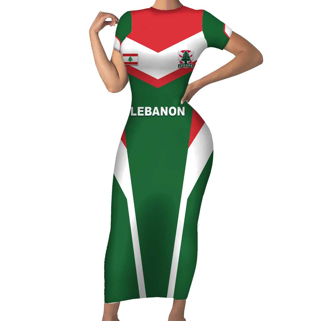 Custom Lebanon Rugby Family Matching Short Sleeve Bodycon Dress and Hawaiian Shirt Go Champions - Wonder Print Shop