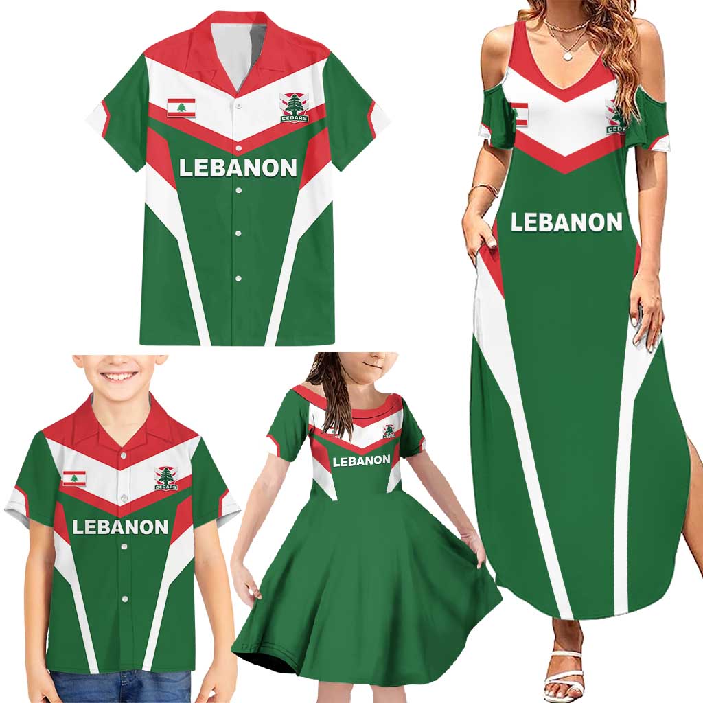 Custom Lebanon Rugby Family Matching Summer Maxi Dress and Hawaiian Shirt Go Champions - Wonder Print Shop