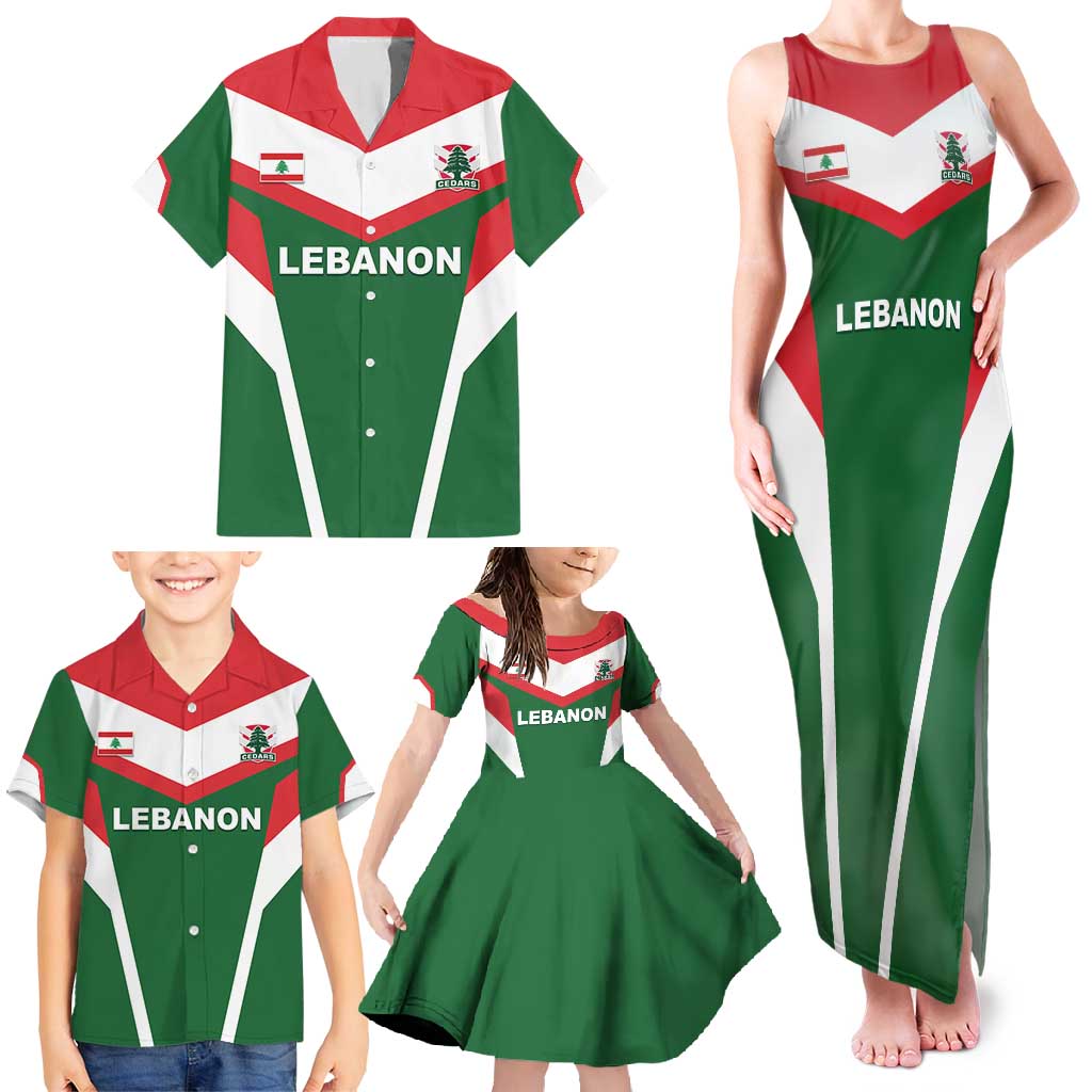 Custom Lebanon Rugby Family Matching Tank Maxi Dress and Hawaiian Shirt Go Champions - Wonder Print Shop