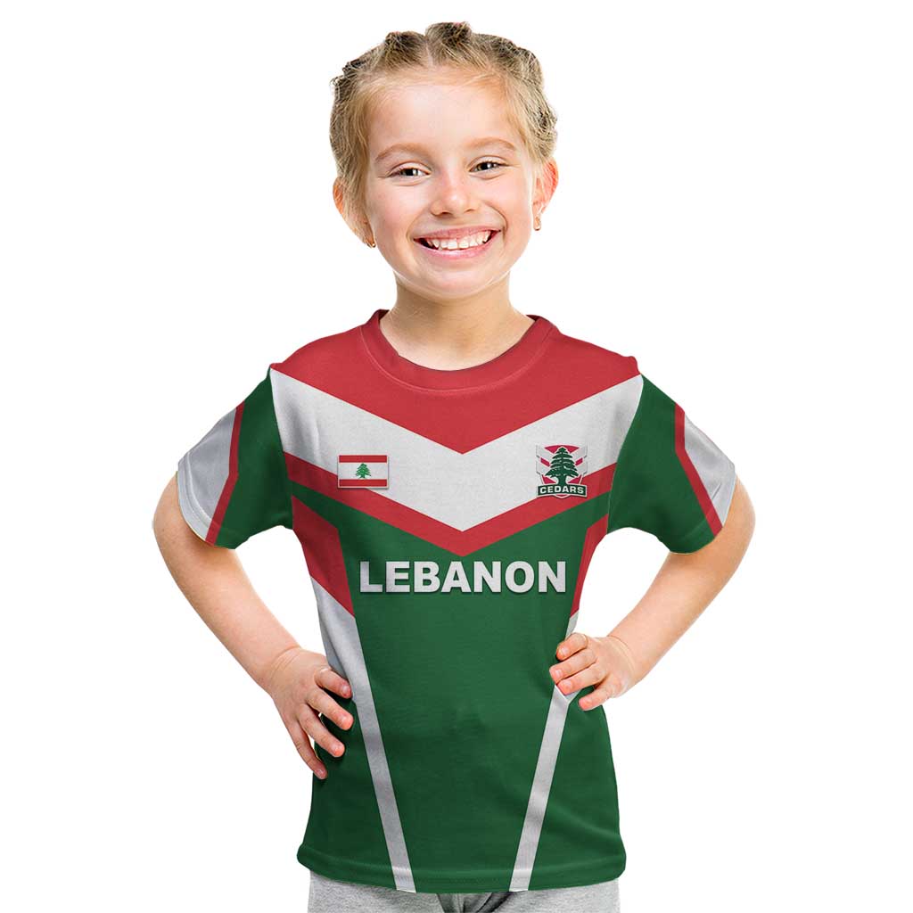 Custom Lebanon Rugby Kid T Shirt Go Champions - Wonder Print Shop