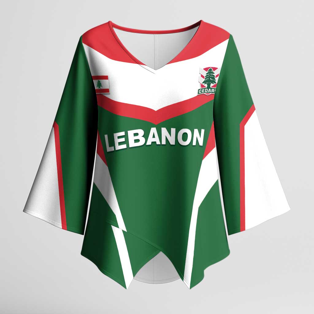 Custom Lebanon Rugby Kimono Sleeve Blouse Go Champions - Wonder Print Shop