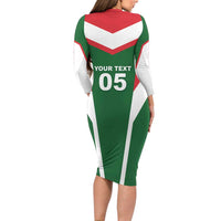 Custom Lebanon Rugby Long Sleeve Bodycon Dress Go Champions - Wonder Print Shop