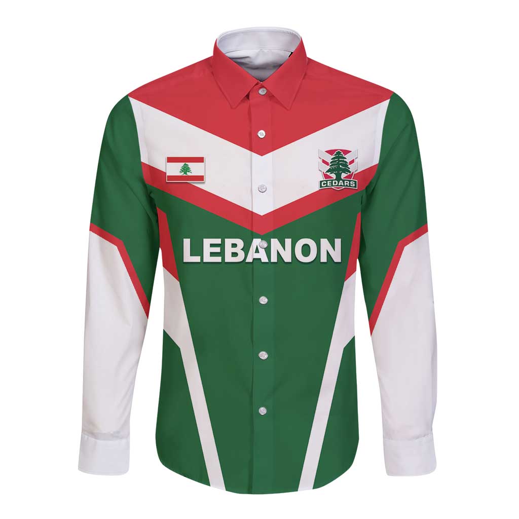 Custom Lebanon Rugby Long Sleeve Button Shirt Go Champions - Wonder Print Shop