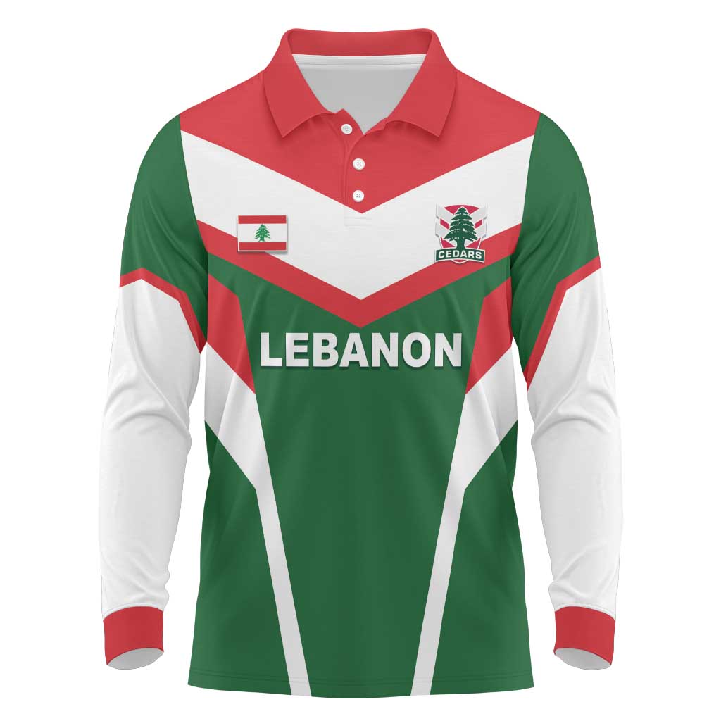 Custom Lebanon Rugby Long Sleeve Polo Shirt Go Champions - Wonder Print Shop