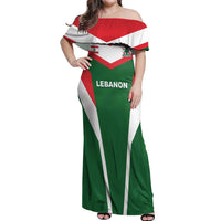 Custom Lebanon Rugby Off Shoulder Maxi Dress Go Champions - Wonder Print Shop