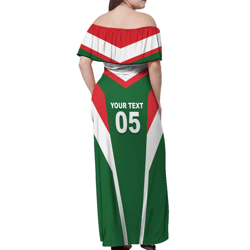 Custom Lebanon Rugby Off Shoulder Maxi Dress Go Champions - Wonder Print Shop