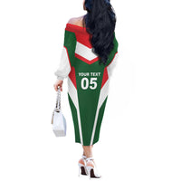 Custom Lebanon Rugby Off The Shoulder Long Sleeve Dress Go Champions - Wonder Print Shop