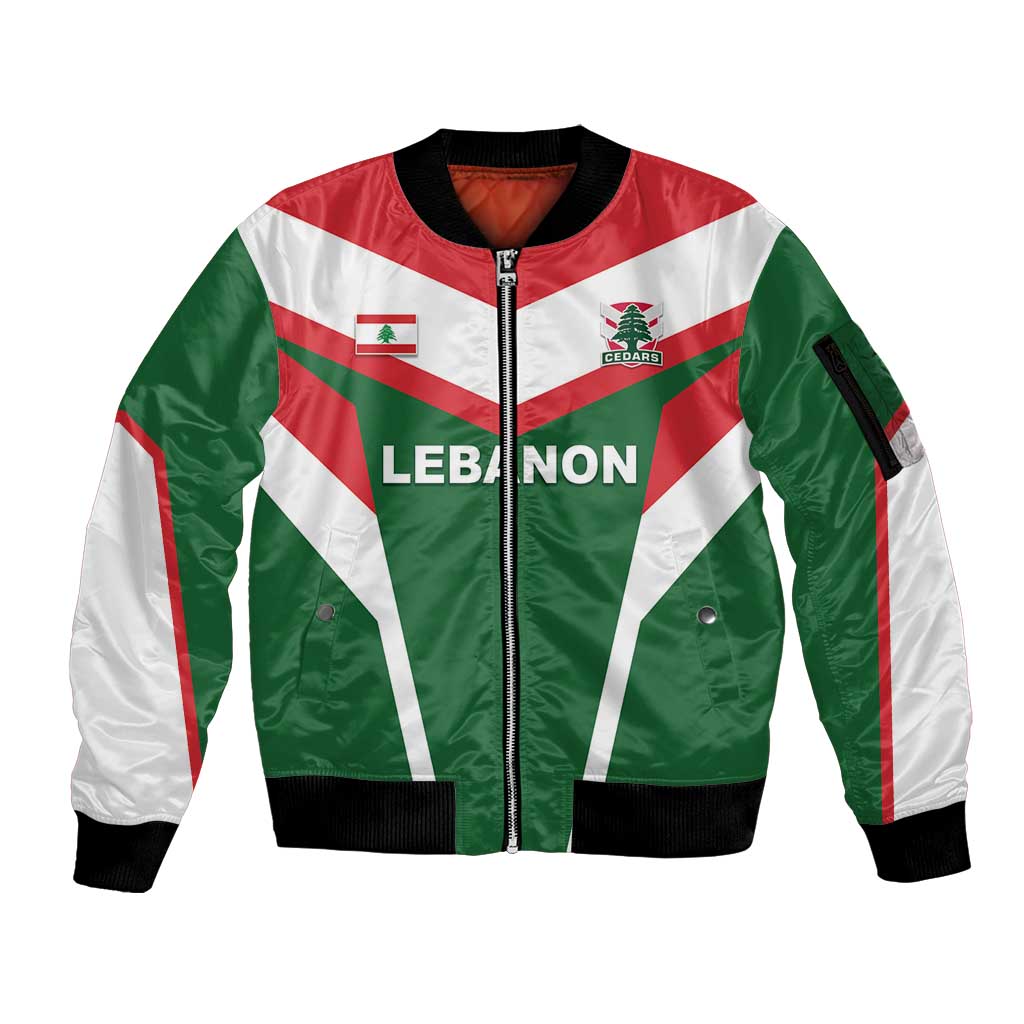 Custom Lebanon Rugby Sleeve Zip Bomber Jacket Go Champions - Wonder Print Shop